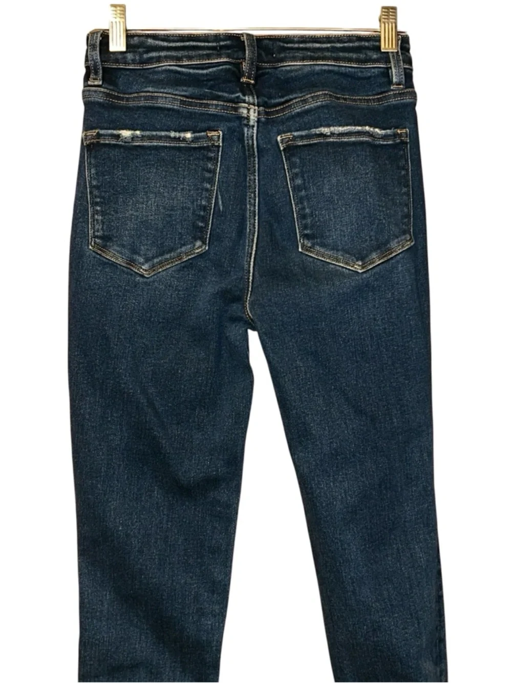Vervet Blue High Rise Skinny Jeans Women’s Size 26 Dark Wash Stretch Raw Hem‎